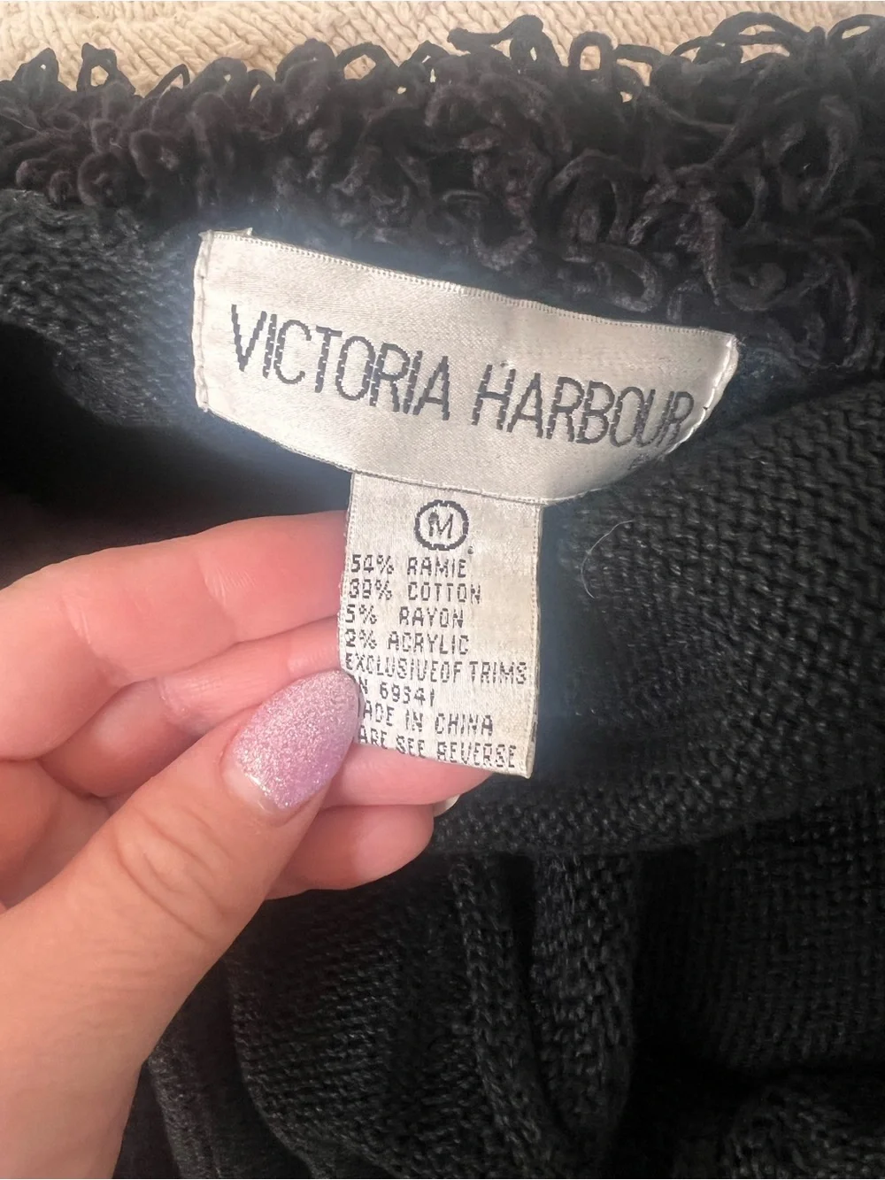 Vintage Victoria Harbour Safari Patchwork Cardigan Sweater Poodle Collar Medium